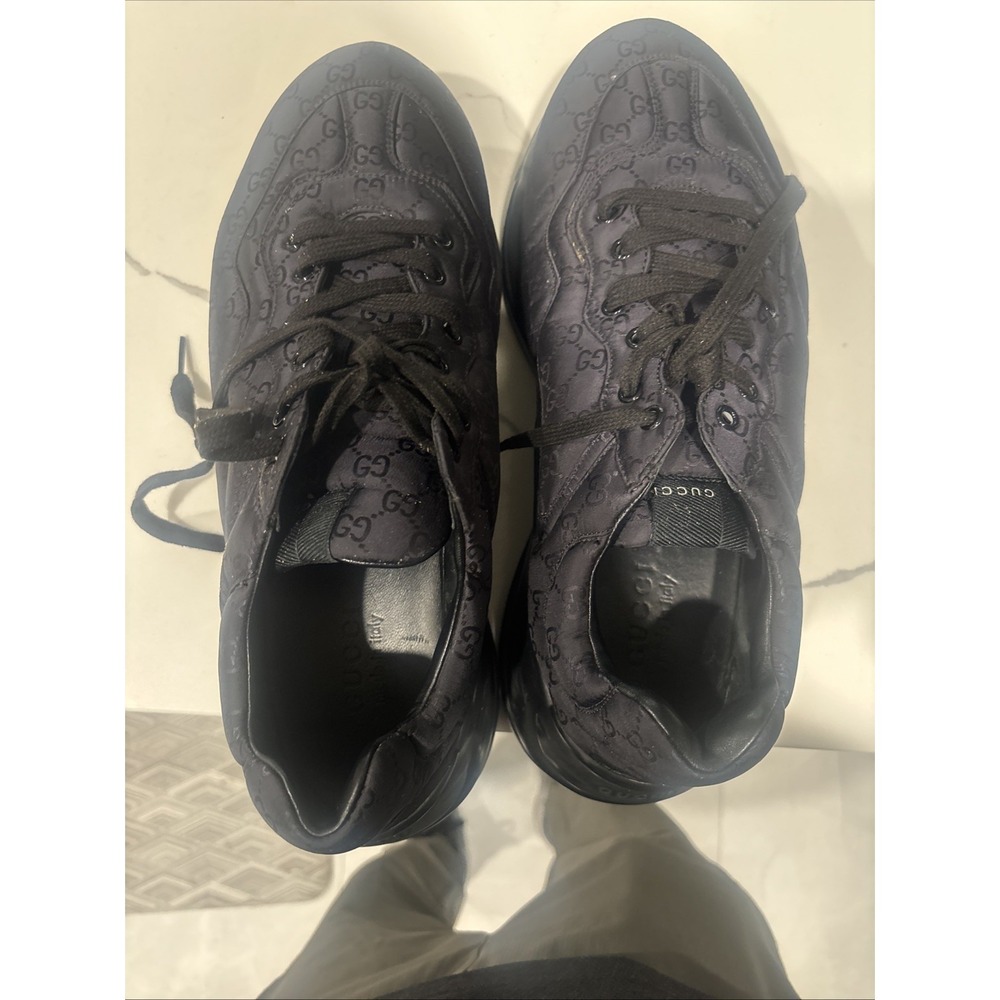 gucci rhyton sneakers Black Monogram Size 12.5 - Picture 14 of 14